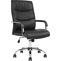Carter Black High-Back Luxury Executive Chair with Padded Arms and Chrome Base