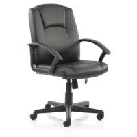Bella Executive Managers Chair - Black Leather - Fixed Arms - Medium Back - Max. Weight 120kg