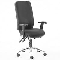 Chiro 24 Hour Task Operator Chair - High Back - Height Adjustable - Folding Arms - Black - Adjustable Pump Up Lumbar - Weight Tolerance 150kg