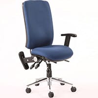 Chiro 24 Hour Task Operator Chair - High Back - Height Adjustable - Folding Arms - Blue - Adjustable Pump Up Lumbar - Weight Tolerance 150kg