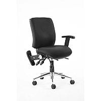 Chiro 24 Hour Task Operator Chair - Medium Back - Height Adjustable - Folding Arms - Black - Adjustable Pump Up Lumbar - Weight Tolerance 150kg