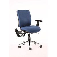 Chiro 24 Hour Task Operator Chair - Medium Back - Height Adjustable - Folding Arms - Blue - Adjustable Pump Up Lumbar - Weight Tolerance 150kg