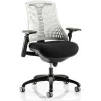 Flex Task Operator Office Chair Black Frame With Black Fabric Seat Moonstone White Back With Arms