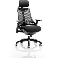 Flex Task Operator Office Chair Black Frame With Black Fabric Seat Black Back With Arms & Headrest
