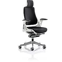 Zure Executive Office Chair Black Fabric With Height Adjustable Pivot Arms & Headrest