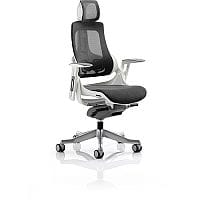 Zure Executive Office Chair Charcoal Mesh With Height Adjustable Pivot Arms & Headrest