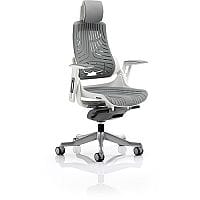 Zure Executive Office Chair Elastomer Gel Grey With Height Adjustable Pivot Arms & Headrest
