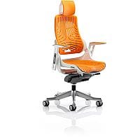 Zure Executive Office Chair Elastomer Gel Orange With Height Adjustable Pivot Arms & Headrest