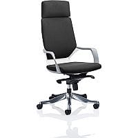 Xenon White Frame High Back Executive Office Chair Black Fabric With Headrest
