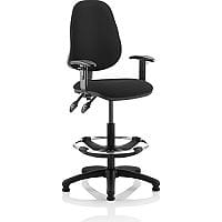 Eclipse II Lever Task Operator Office Chair Black With Height Adjustable Arms With Draughtsman Kit