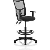 Eclipse II Lever Task Operator Office Chair Mesh Back With Black Seat With Height Adjustable Arms With Draughtsman Kit