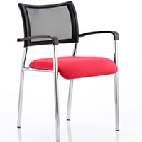 Brunswick Boardroom & Visitor Armchair with Chrome Frame & Cherry Red Seat