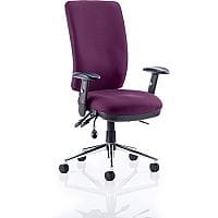 Chiro 24 Hour Task Operator Chair - High Back - Height Adjustable - Folding Arms - Tansy Purple - Adjustable Pump Up Lumbar - Weight Tolerance 150kg