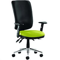 Chiro 24 Hour Task Operator Chair -High Back - Black Frame - Bespoke Myrrh Green Seat - Height Adjustable Arms - Adjustable Pump Up Lumbar, Height Adjustable Back Rest - Weight Tolerance 150kg