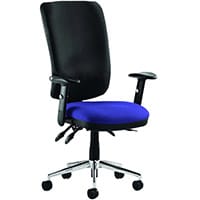Chiro 24 Hour Task Operator Chair -High Back - Black Frame - Bespoke Stevia Blue Seat - Height Adjustable Arms - Adjustable Pump Up Lumbar, Height Adjustable Back Rest - Weight Tolerance 150kg