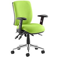 Chiro 24 Hour Task Operator Chair - Medium Back -Height Adjustable Arms - Myrrh Green - Adjustable Pump Up Lumbar - Height Adjustable Back Rest - Weight Tolerance 150kg