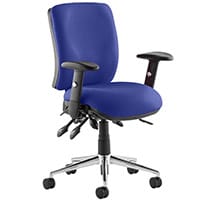 Chiro 24 Hour Task Operator Chair - Medium Back -Height Adjustable Arms - Stevia Blue - Adjustable Pump Up Lumbar - Height Adjustable Back Rest - Weight Tolerance 150kg