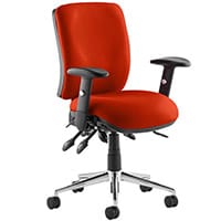 Chiro 24 Hour Task Operator Chair - Medium Back -Height Adjustable Arms - Tabasco Orange - Adjustable Pump Up Lumbar - Height Adjustable Back Rest - Weight Tolerance 150kg