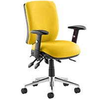 Chiro 24 Hour Task Operator Chair - Medium Back -Height Adjustable Arms - Senna Yellow - Adjustable Pump Up Lumbar - Height Adjustable Back Rest - Weight Tolerance 150kg