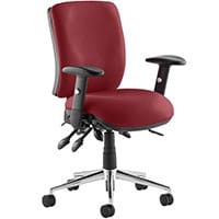 Chiro 24 Hour Task Operator Chair - Medium Back -Height Adjustable Arms - Ginsaeng Chilli - Adjustable Pump Up Lumbar - Height Adjustable Back Rest - Weight Tolerance 150kg