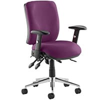 Chiro 24 Hour Task Operator Chair - Medium Back -Height Adjustable Arms - Tansy Purple - Adjustable Pump Up Lumbar - Height Adjustable Back Rest - Weight Tolerance 150kg
