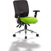 Chiro 24 Hour Task Operator Chair - Medium Back - Black Frame - Bespoke Myrrh Green Seat - Height Adjustable Arms - Adjustable Pump Up Lumbar - Height Adjustable Back Rest - Weight Tolerance 150kg