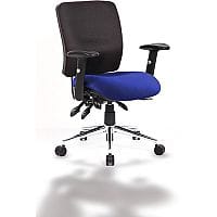 Chiro 24 Hour Task Operator Chair - Medium Back - Black Frame - Bespoke Stevia Blue Seat - Height Adjustable Arms - Adjustable Pump Up Lumbar - Height Adjustable Back Rest - Weight Tolerance 150kg