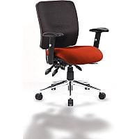 Chiro 24 Hour Task Operator Chair - Medium Back - Black Frame - Bespoke Tabasco Orange Seat - Height Adjustable Arms - Adjustable Pump Up Lumbar - Height Adjustable Back Rest - Weight Tolerance 150kg