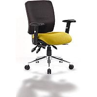 Chiro 24 Hour Task Operator Chair - Medium Back - Black Frame - Bespoke Senna Yellow Seat - Height Adjustable Arms - Adjustable Pump Up Lumbar - Height Adjustable Back Rest - Weight Tolerance 150kg