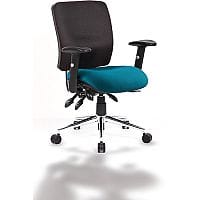 Chiro 24 Hour Task Operator Chair - Medium Back - Black Frame - Bespoke Marianga Teal Seat - Height Adjustable Arms - Adjustable Pump Up Lumbar - Height Adjustable Back Rest - Weight Tolerance 150kg