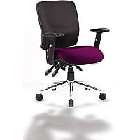 Chiro 24 Hour Task Operator Chair - Medium Back - Black Frame - Bespoke Tansy Purple Seat - Height Adjustable Arms - Adjustable Pump Up Lumbar - Height Adjustable Back Rest - Weight Tolerance 150kg