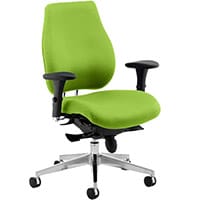 Chiro Plus 24 Hour Posture Office Chair - High Back Multi-Functional Arms - Lumbar Support -Seat Slide- Swizzle Green - Weight Tolerance 150kg