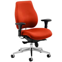 Chiro Plus 24 Hour Posture Office Chair - High Back Multi-Functional Arms - Lumbar Support -Seat Slide- Pimento Rustic Orange - Weight Tolerance 150kg