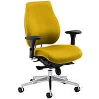 Chiro Plus 24 Hour Posture Office Chair - High Back Multi-Functional Arms - Lumbar Support -Seat Slide- Sunset Yellow - Weight Tolerance 150kg