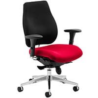 Chiro Plus 24 Hour Posture Office Chair - High Back Multi-Functional Arms - Lumbar Support - Seat Slide - Black Back - Cherry Red Seat - Weight Tolerance 150kg