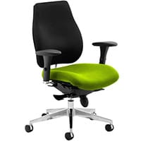 Chiro Plus 24 Hour Posture Office Chair - High Back Multi-Functional Arms - Lumbar Support - Seat Slide - Black Back - Swizzle Green Seat - Weight Tolerance 150kg