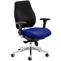 Chiro Plus 24 Hour Posture Office Chair - High Back Multi-Functional Arms - Lumbar Support - Seat Slide - Black Back - Serene Blue Seat - Weight Tolerance 150kg