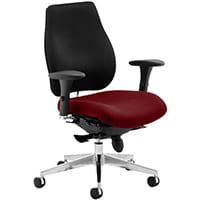 Chiro Plus 24 Hour Posture Office Chair - High Back Multi-Functional Arms - Lumbar Support - Seat Slide - Black Back - Chilli Red Seat - Weight Tolerance 150kg