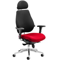 Chiro Plus Ultimate 24 Hour Posture Office Chair - High Back - Headrest - Adjustable Lumbar Support - Seat Slide Black Back - Cherry Red Seat