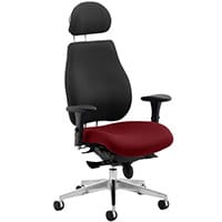 Chiro Plus Ultimate 24 Hour Posture Office Chair - High Back - Headrest - Adjustable Lumbar Support - Seat Slide Black Back - Chilli Red Seat