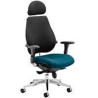 Chiro Plus Ultimate 24 Hour Posture Office Chair - High Back - Headrest - Adjustable Lumbar Support - Seat Slide Black Back - Kingfisher Green Seat