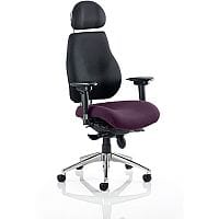 Chiro Plus Ultimate 24 Hour Posture Office Chair - High Back - Headrest - Adjustable Lumbar Support - Seat Slide Black Back - Purple Seat