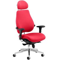 Chiro Plus Ultimate 24 Hour Posture Office Chair - High Back - Headrest - Adjustable Lumbar Support - Seat Slide - Cherry Red