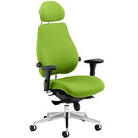 Chiro Plus Ultimate 24 Hour Posture Office Chair - High Back - Headrest - Adjustable Lumbar Support - Seat Slide - Swizzle Green