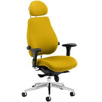 Chiro Plus Ultimate 24 Hour Posture Office Chair - High Back - Headrest - Adjustable Lumbar Support - Seat Slide - Sunset Yellow