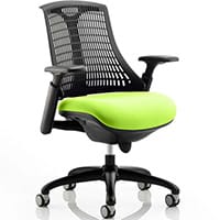 Flex Task Operator Office Chair Black Frame Black Back Swizzle Green Seat