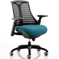 Flex Task Operator Office Chair Black Frame Black Back Kingfisher Green Seat