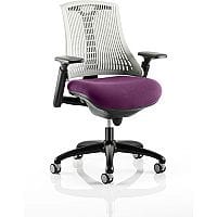 Flex Task Operator Office Chair Black Frame White Back Purple Seat