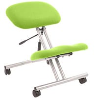 Ergonomic Posture Kneeling Chair Stool On Castors Seat Height Adjustment Silver Frame & Myrrh Green Fabric Seat