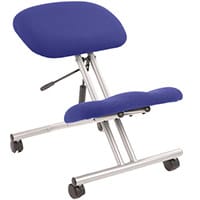 Ergonomic Posture Kneeling Chair Stool On Castors Seat Height Adjustment Silver Frame & Stevia Blue Fabric Seat